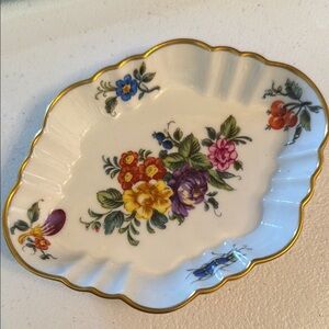 Vista Alegre Floral Scalloped Dish with Gold Trim